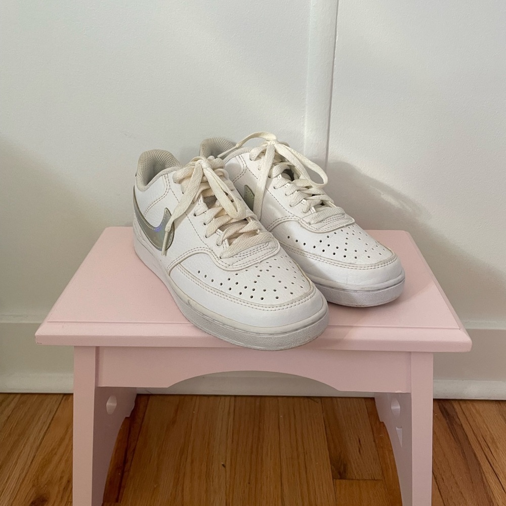 Nike White and Silver Athletic Shoes